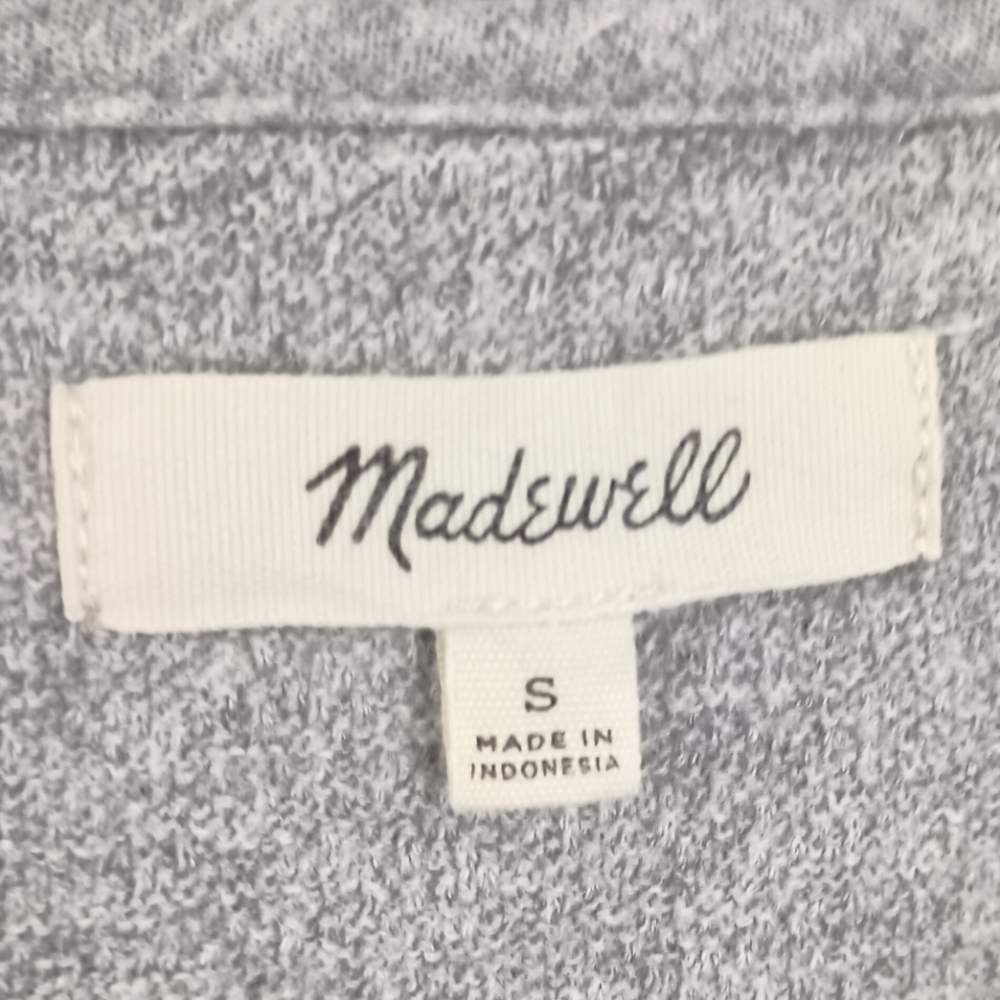 Madewell Tie Front Crew Neck Top In Gray - Picture 5 of 5